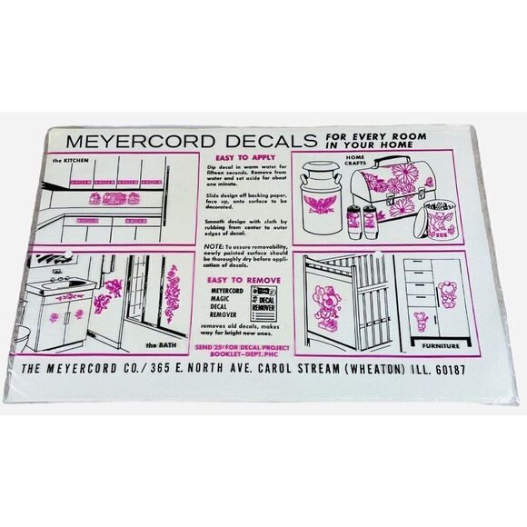 NOS Vintage 1970s Meyercord Decal Crochet Lion Plush Yarn Flowers Kawaii Kitschy - Picture 5 of 5